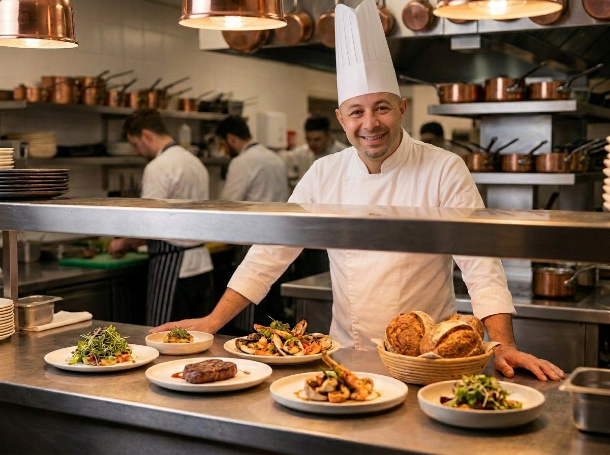 Matthew Thompson at the pass with finished plates
