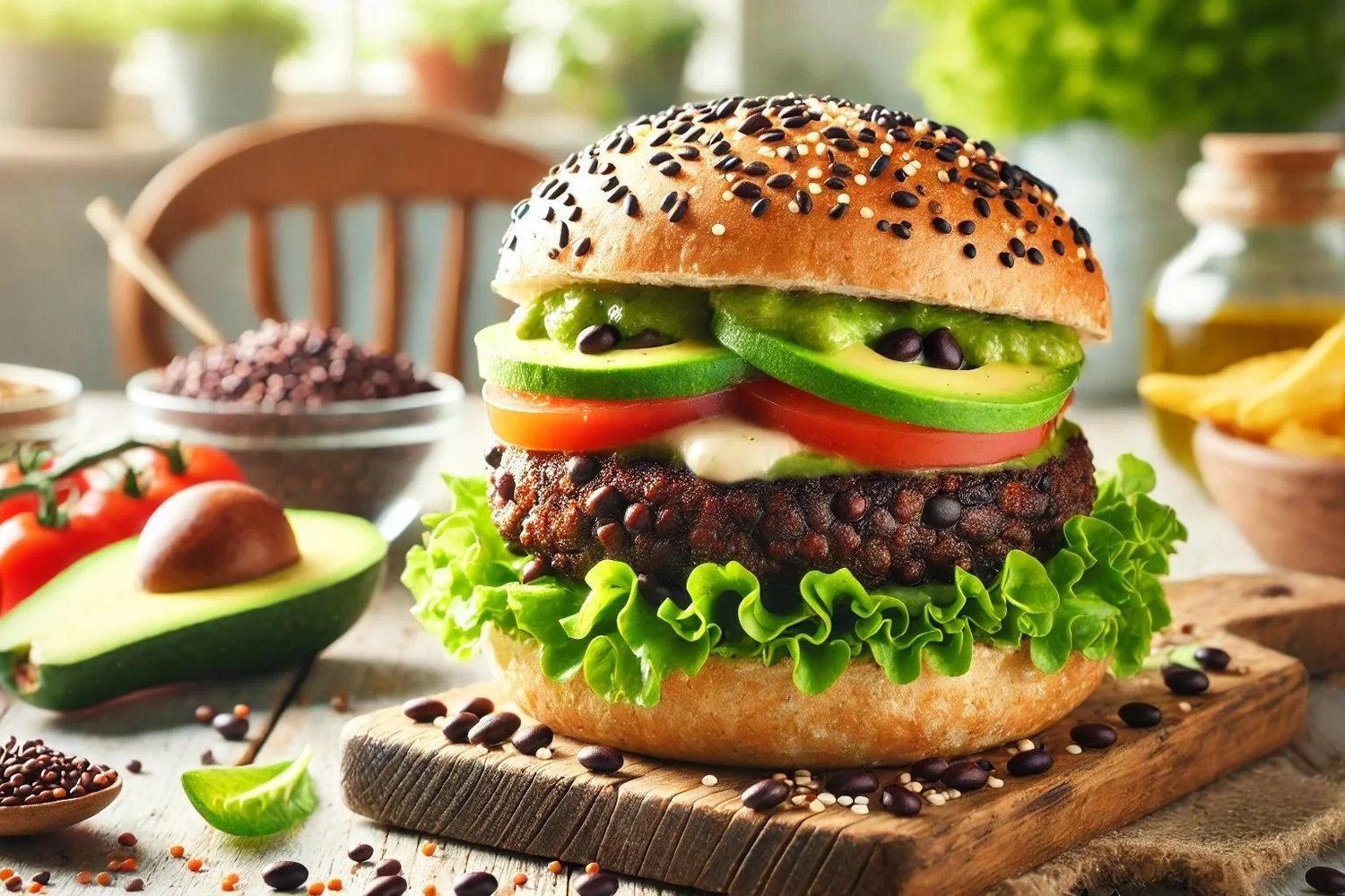 High-Protein Veggie Burger with Beans and Quinoa